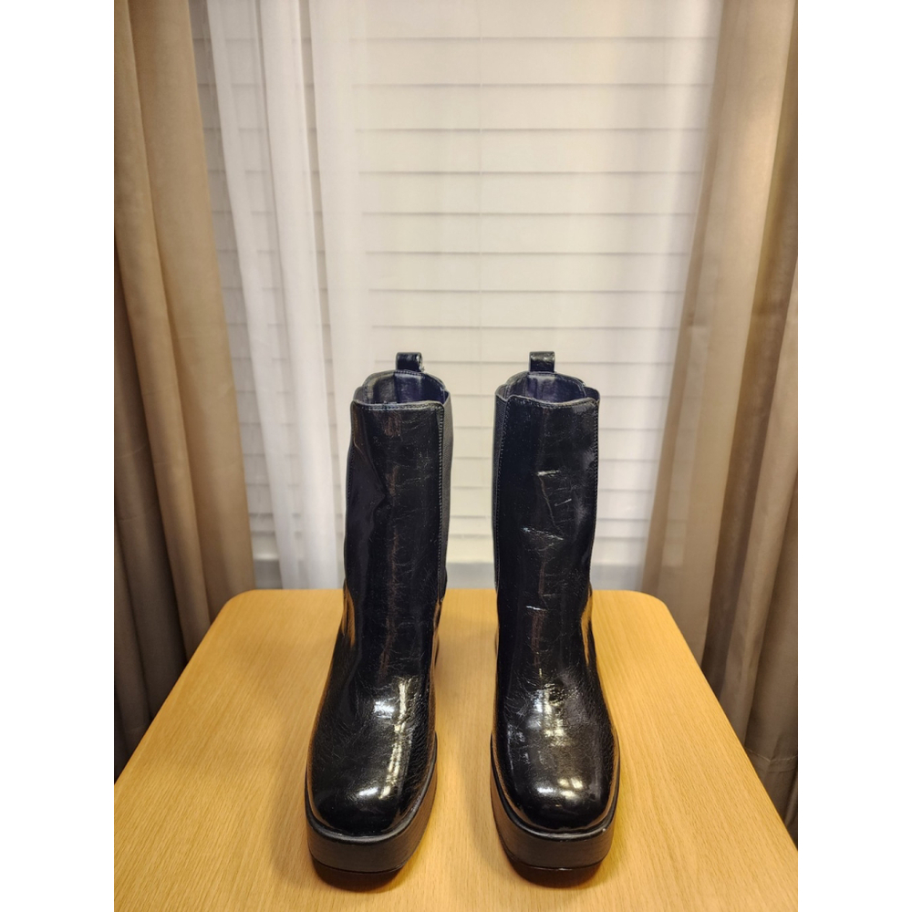 Circus Sam Edelman Crinkled Faux Leather 70s Platform Boots Booties 9.5 M BLACK - Picture 6 of 16